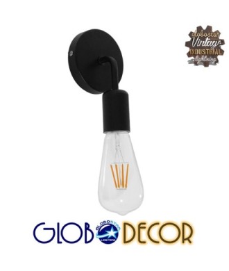 GLOBOSTAR® DON 01396 Vintage Φωτιστικό Τοίχου - Απλίκα με Ντουί 1 x E27 AC 220-240V IP20 - Μαύρο - Μ10 x Π7 x Υ16cm